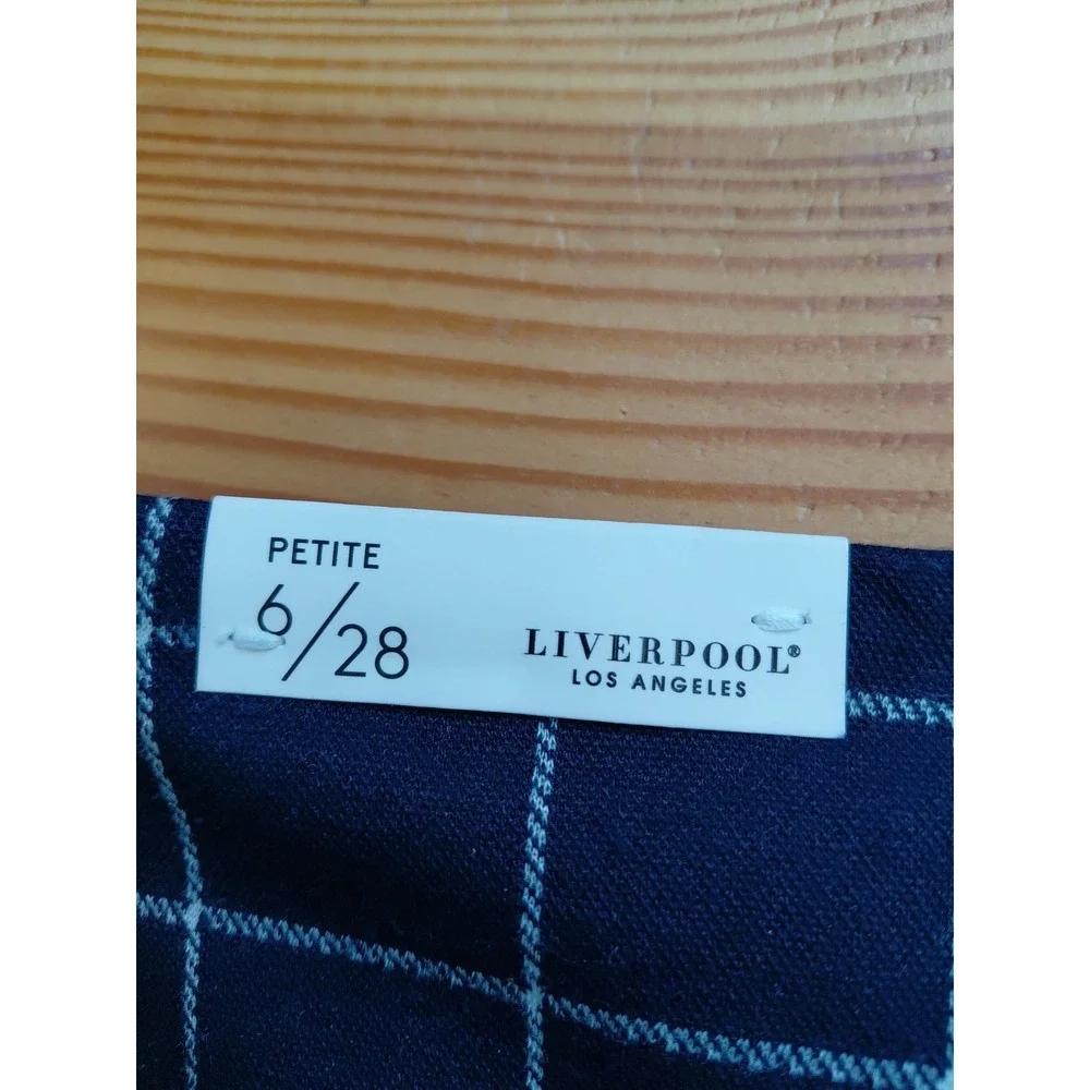 New Liverpool 90s Y2k Navy Blue Plaid Pencil Skirt Sz 6 Petite - Picture 6 of 9